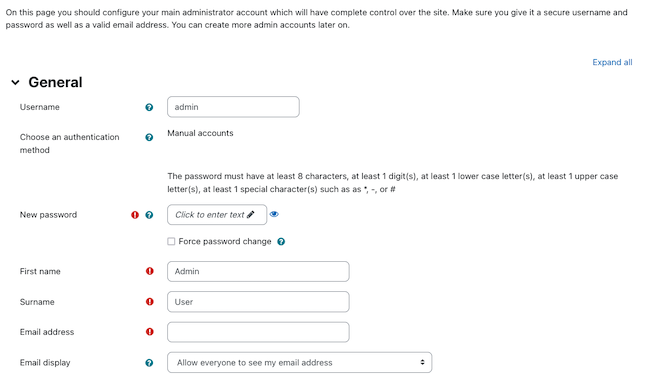 Add a Moodle administrator