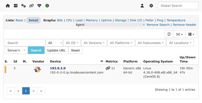 Devices listed within LibreNMS